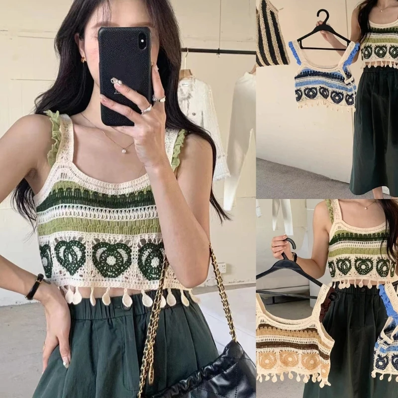 

Stylish Hollow Out Crochet Camisole for Women Cami Sleeveless Crop Tops