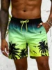 Summer Vacation Men's Palm Tree Print Drawstring Waist Board Shorts Fashion Swim Trunks 3D Print Breathable Short Streetwear 3