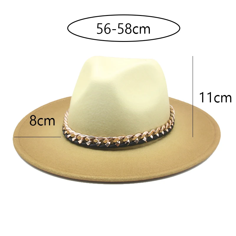 Elegant Wide Brim Fedora Hat with Chain Wide Brim Size Fashionable Classic  Luxury Hat for Women Autumn Outdoors Mens - Black