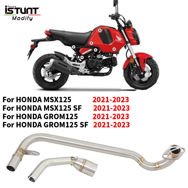 Slip On For Honda GROM125 MSX125 SF GROM 125 2021 2022 2023 Motorcycle Exhaust Escape Moto Full System Front Middle Link Pipe