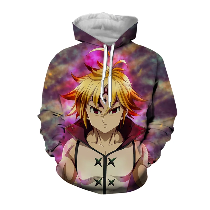 

Jumeast Men Women Spring Hoodies 3D Cartoons Anime The Seven Deadly Sins Printed Autumn Casual Hooded Pullover Oversized Coat