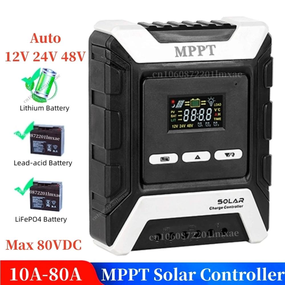 

MPPT Solar Charge Controller 40A 60A 80A PV System Solar Panel Controller For 12V 24V 48V LiFePO4/Lithium/Lead Acid Gel Battery