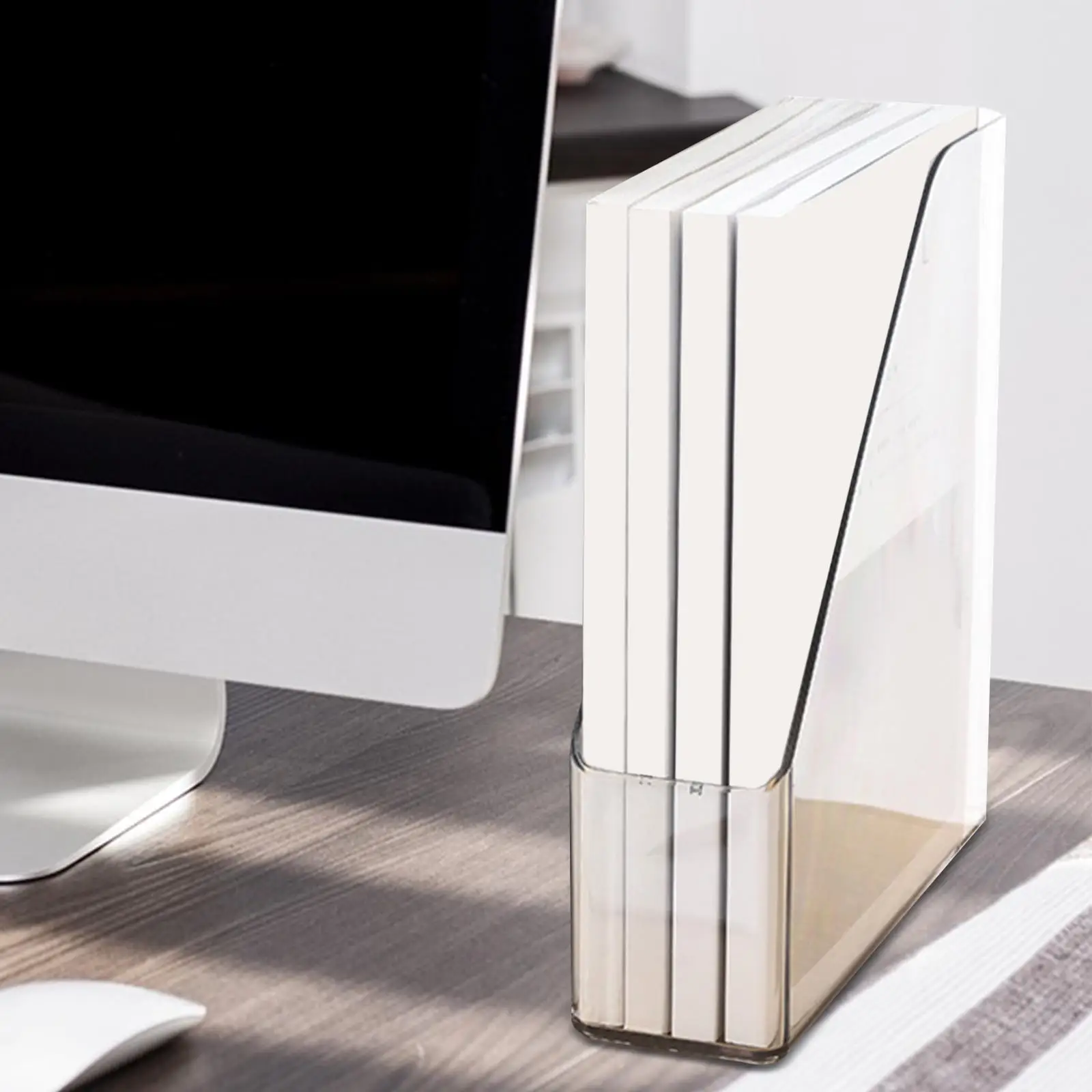 Clear Pet Magazine Holder Desk Organizer With Handle Portable Folder Rack For Envelopes Lightweight Durable Multifunctional