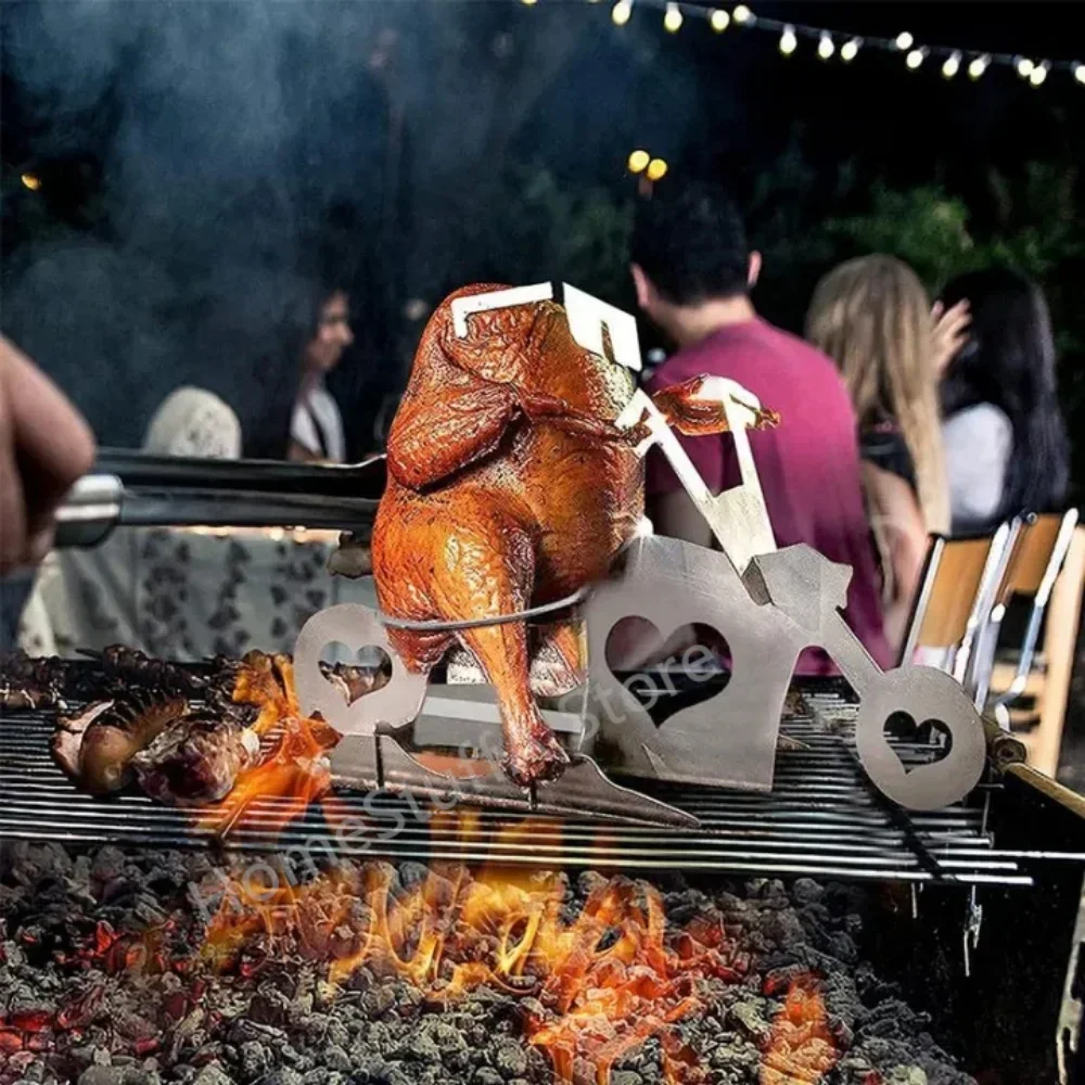 American Motorcycle BBQ Steel Rack Funny Chicken Stand With Beer
