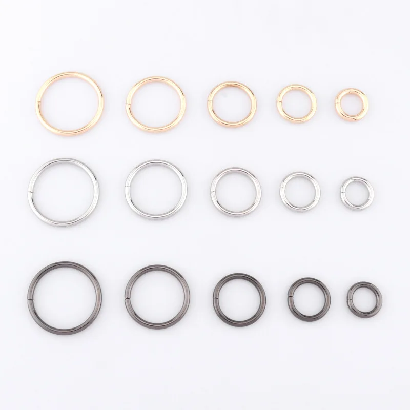 

2 pcs Wrapped zinc alloy round open spring ring metal key hook buckle bag with adjustment buckle hardware