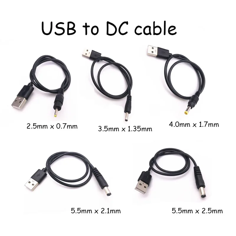 0.5m USB 커넥터 USB-DC 케이블 5V 전원 공급 연장 코드 충전 와이어..