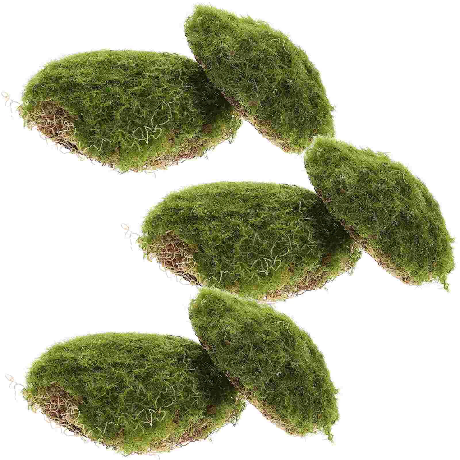 6 Pcs Office Decor Realistico Mossy Stone Imitato Household Fake Rocks Garden Layout Prop Faux Bonsai