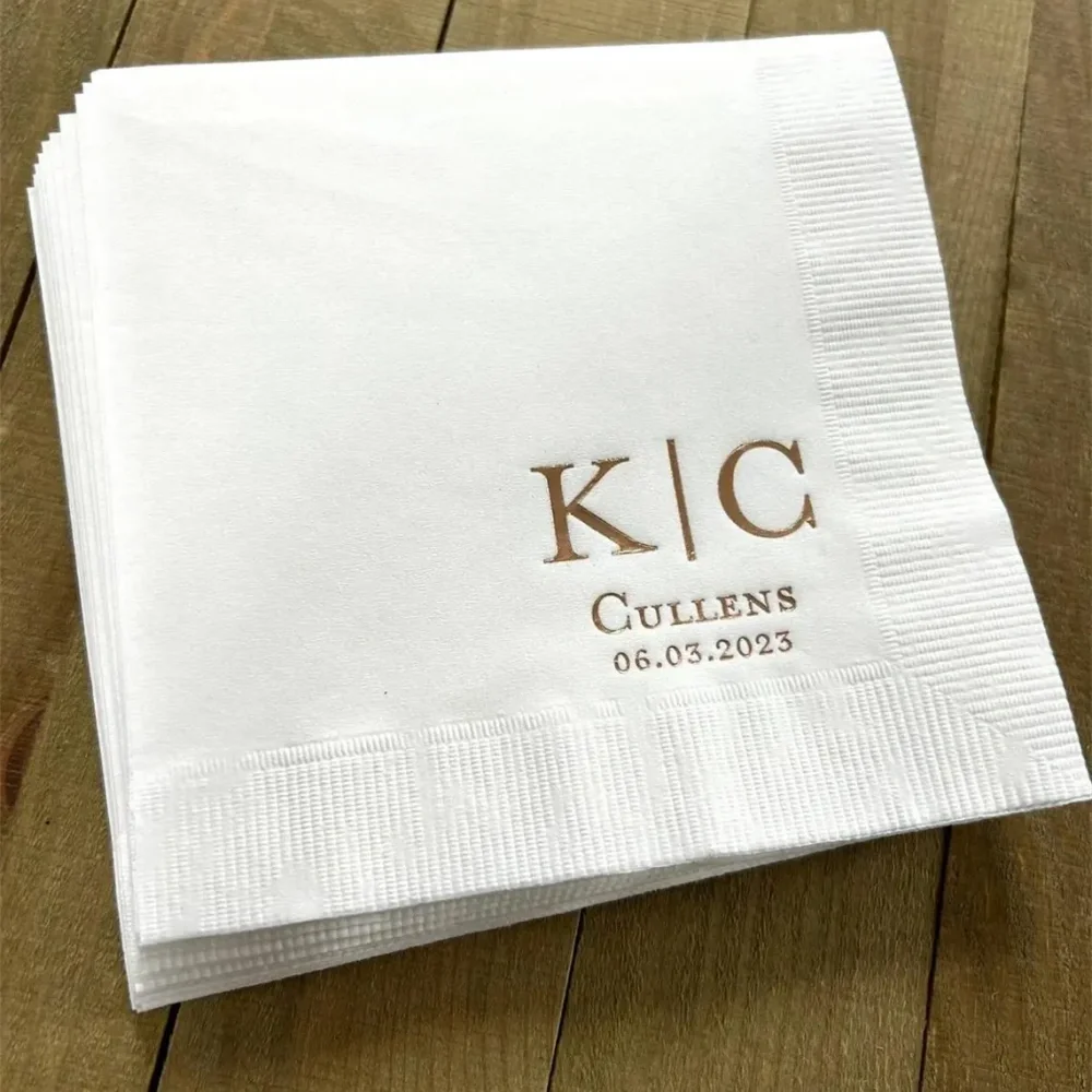 Set of 50 Napkins Wedding Personalized napkins Wedding napkins Beverage Napkins wedding Personalized Gift