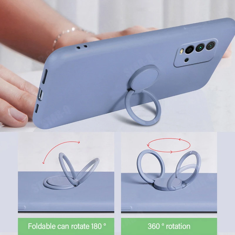 Liquid Silicone Magnetic Ring Holder Phone Case - Soft Back Cover