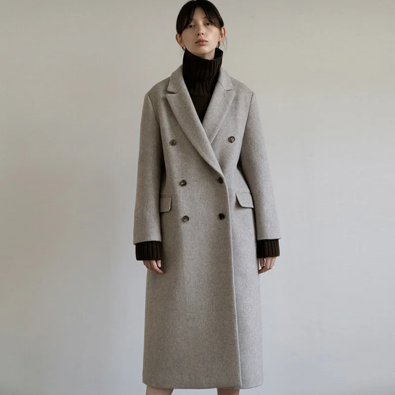MOI* 2030 Autumn/Winter New Women's Woolen and Cashmere Woolen Coat Korean Edition High end Mid length Fashion Warm Coat