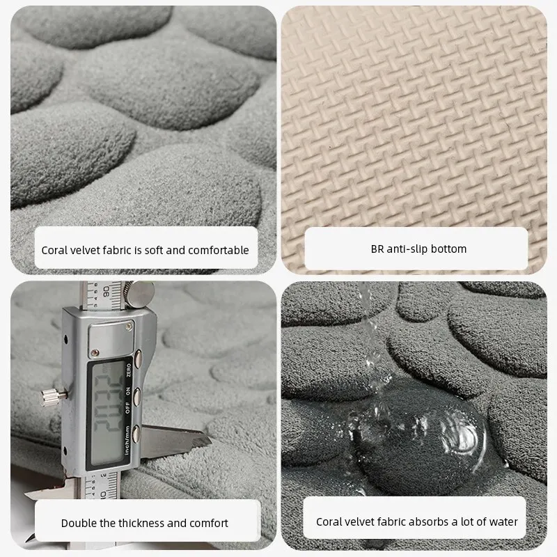 Foot Mat Coral Fleece Floor Mat Household Memory Foam Embroidered Bathroom Thickened Absorbent Floor Door floor mat door mat