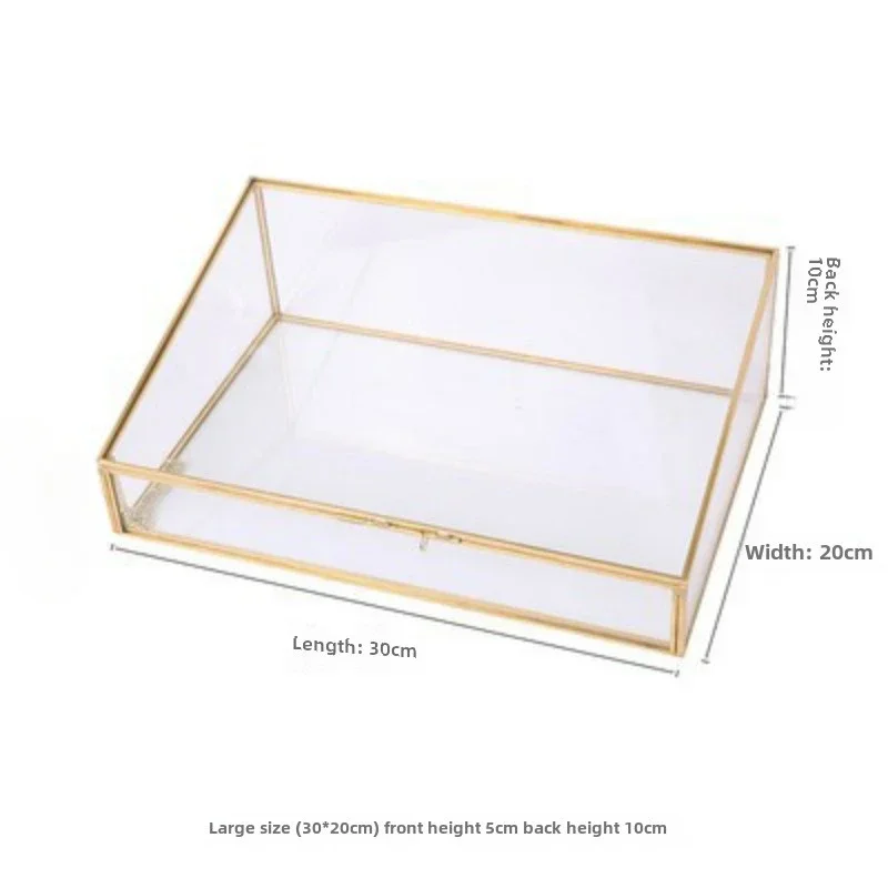Glass and Brass Jewelry Box, Vintage, Copper-Edged, Transparent Organizer, Storage Case with Lock for Elegant Display 6