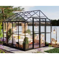 Aluminum Polycarbonate Greenhouse with Ventilation and Rain Gutter, Double Swing Doors with Hook, Greenhouses 2