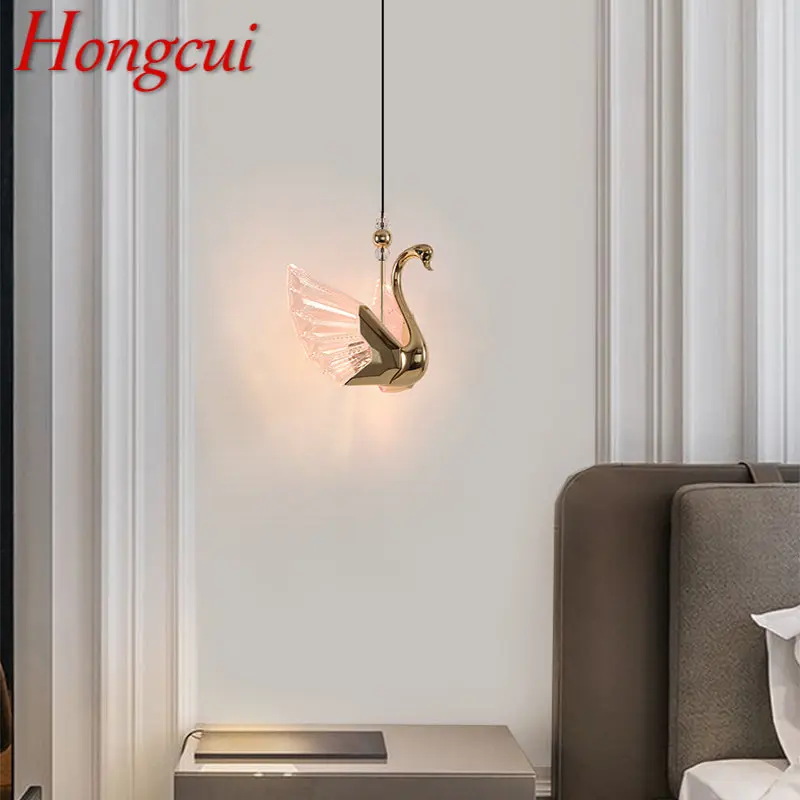 

HONGCUI Nordic Swan Pendant Lights Fixtures Modern Creative LED Chandelier Lamp for Home Living Dining Room Decor