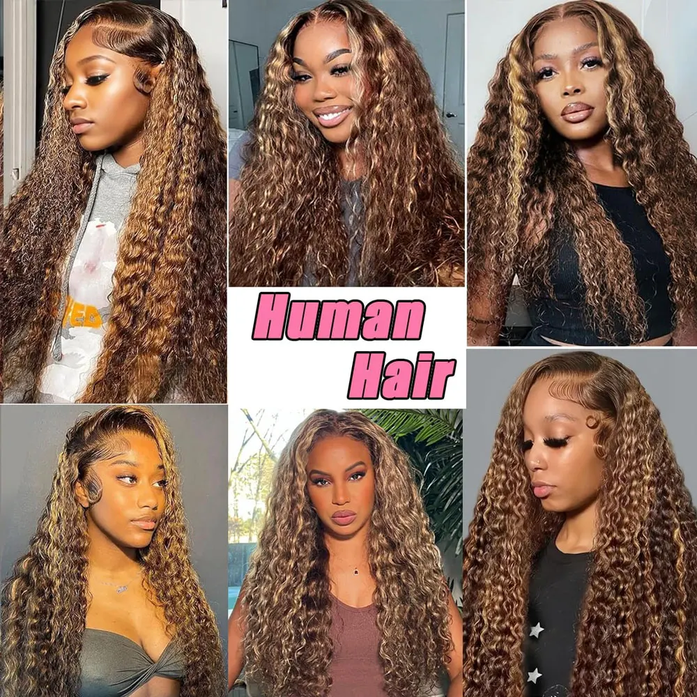 Highlight Wig Human Hair Curly 13x4 HD Lace Frontal Human Hair Wig 13x4 Honey Blonde Human Hair Wigs Vietnamese Glueless Wigs