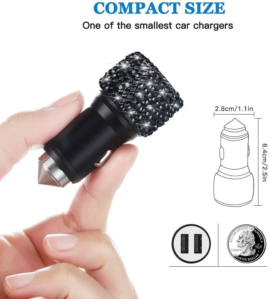 Rhinestone Dual USB Car Charger for iPhone Samsung
