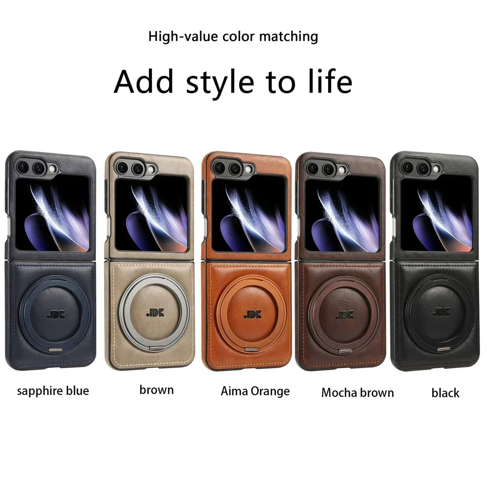 Leather Magnetic Wireless Charging Phone Case with Rotating Bracket