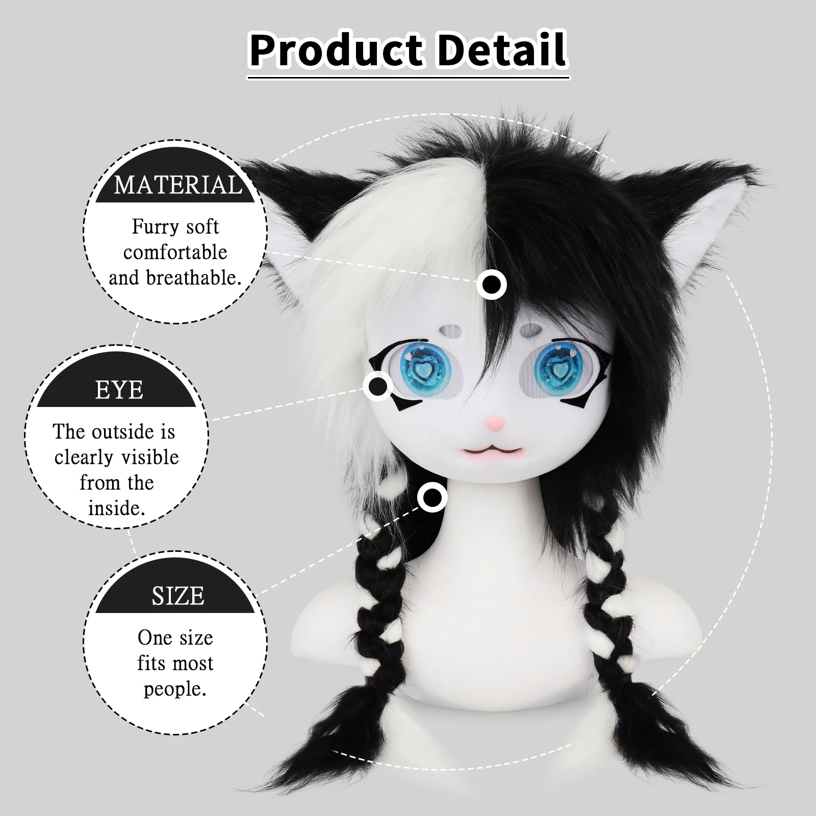 PPFINE Dierenkop, kat, Halloween, maskerade, cosplay