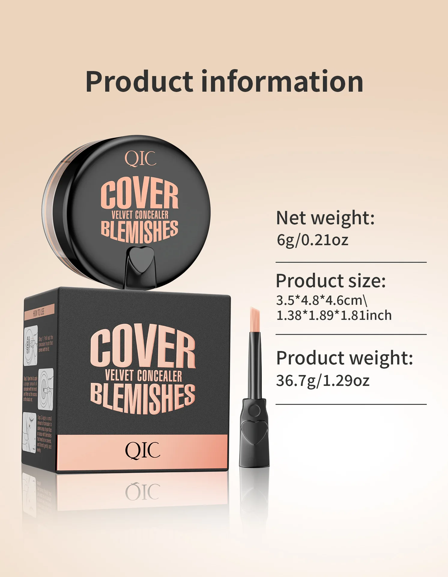 Description Picture 3 of itemWaterproof Concealer, High Coverage, Natural, Can Be Used To Cover Tattoo Scars Freckle Tattoos, Black Eye Circles
