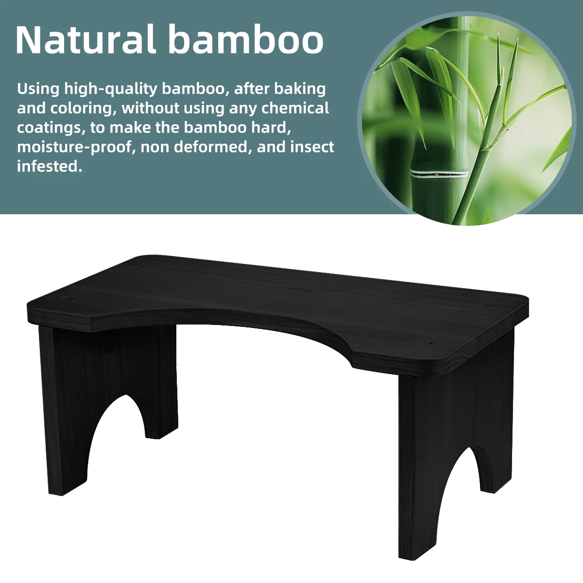 Sturdy Portable Bamboo Toilet Squat Stool for Adults,Wide and Stable,Bathroom Potty Stool,Easy to Use and Clean, Portable Design 5