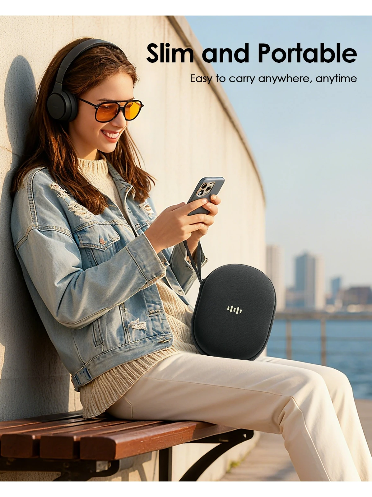 Semi-Foldable Headphones Hard Case for Sony WH-1000XM4, Soundcore Q30, Bose QC Ultra, Shockproof EVA Shell Travel Storage Bag