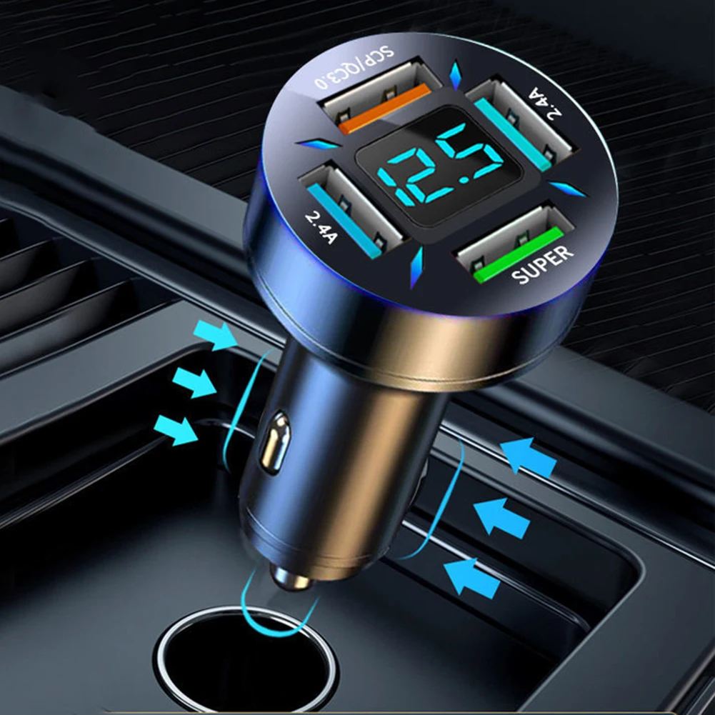 

Charging Adapter Car Charger Oxidized Input From 12 To 24 V LED Display 12-24V 4 USB 5v-15a 5 V - 2.4 A. Brand New