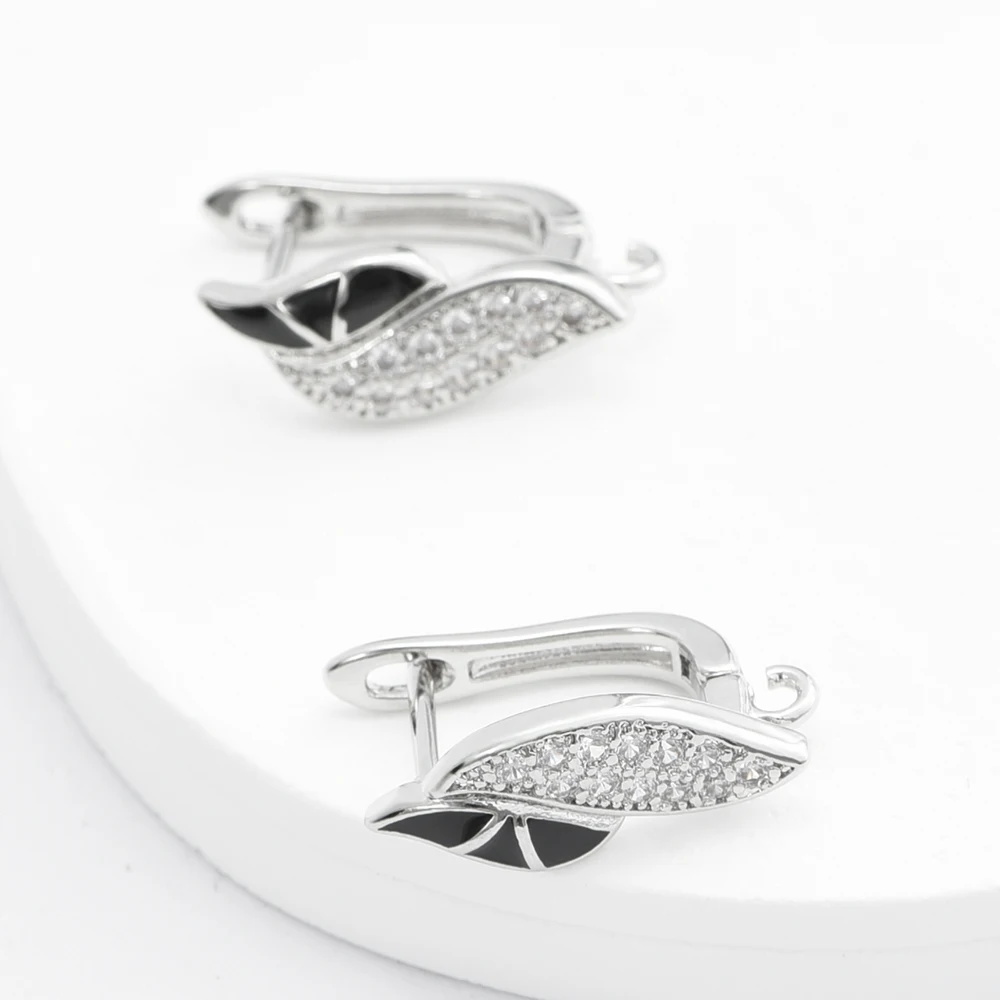 1 Paar Multi Style 18 Karat Gold/rhodiniert mit schwarzem Zirkon Messing Ohrringhaken DIY Damen Ohrringherstellung Zubehör Großhandel – Detail 21