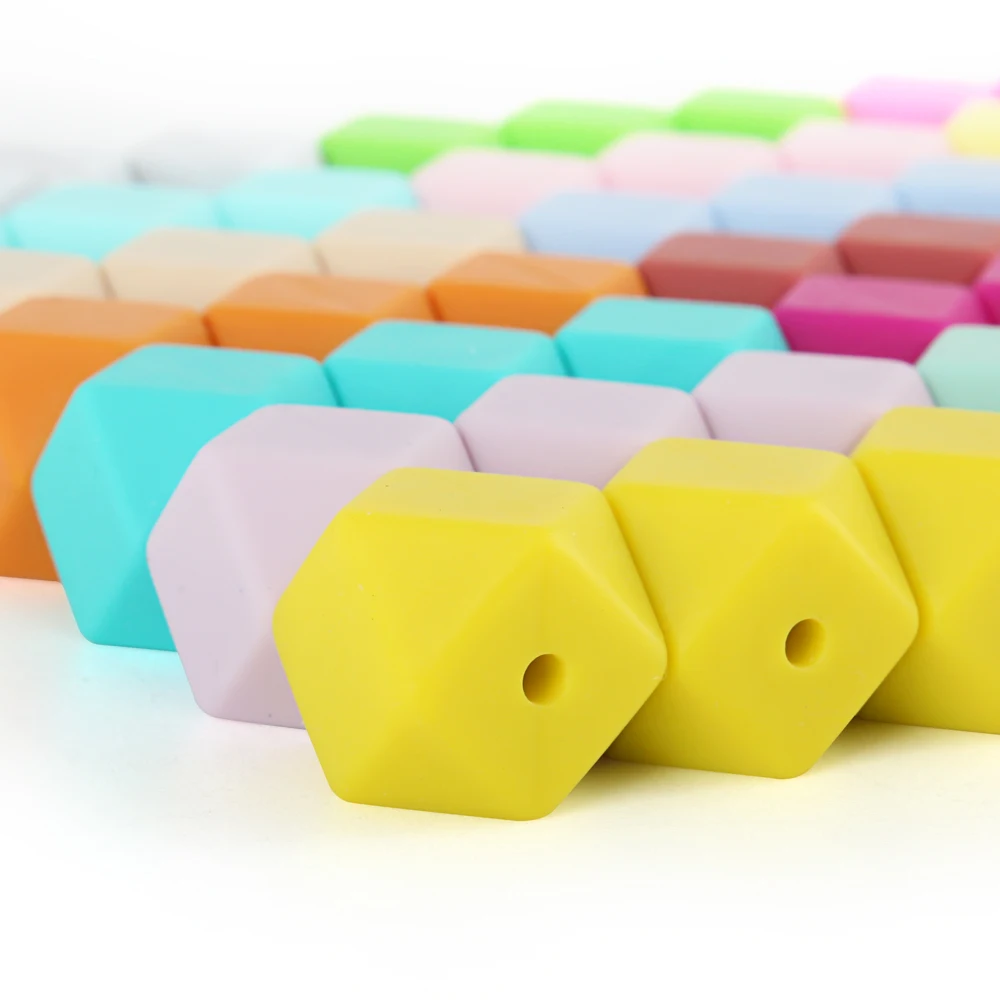 Baby Silicone Beads 14MM Hexagon Chewing Beads Teether 10pcs DIY Pacifier Chain Accessories Teething Toys Silicone Teething Toys Baby Teething Toys Silicone Beads Silicone Teether Silicone Teething Beads