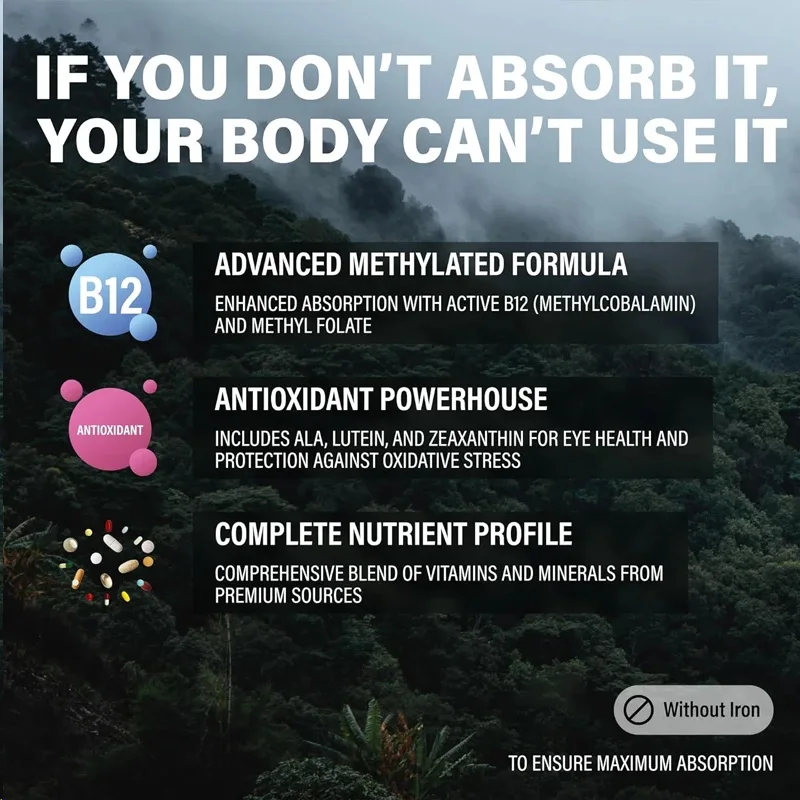 Multi Vitamin Capsules Male Female Methylation B12 Folate Vitamin C A K2 D E Choline Biotin Ala Coenzyme Q10