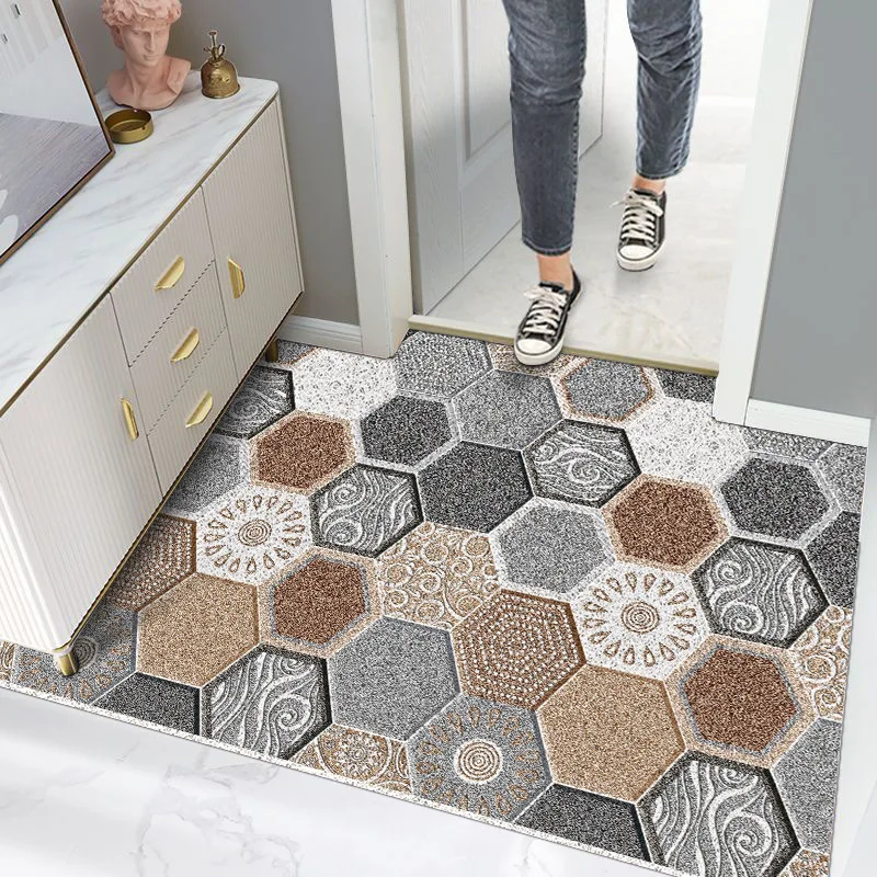 

HD Printing Hallway Mat Welcome Mat Door Mat Dirt-resistant Pvc Floor Mat Geometric Carpet Scraping Mud Mat Can Be Cut