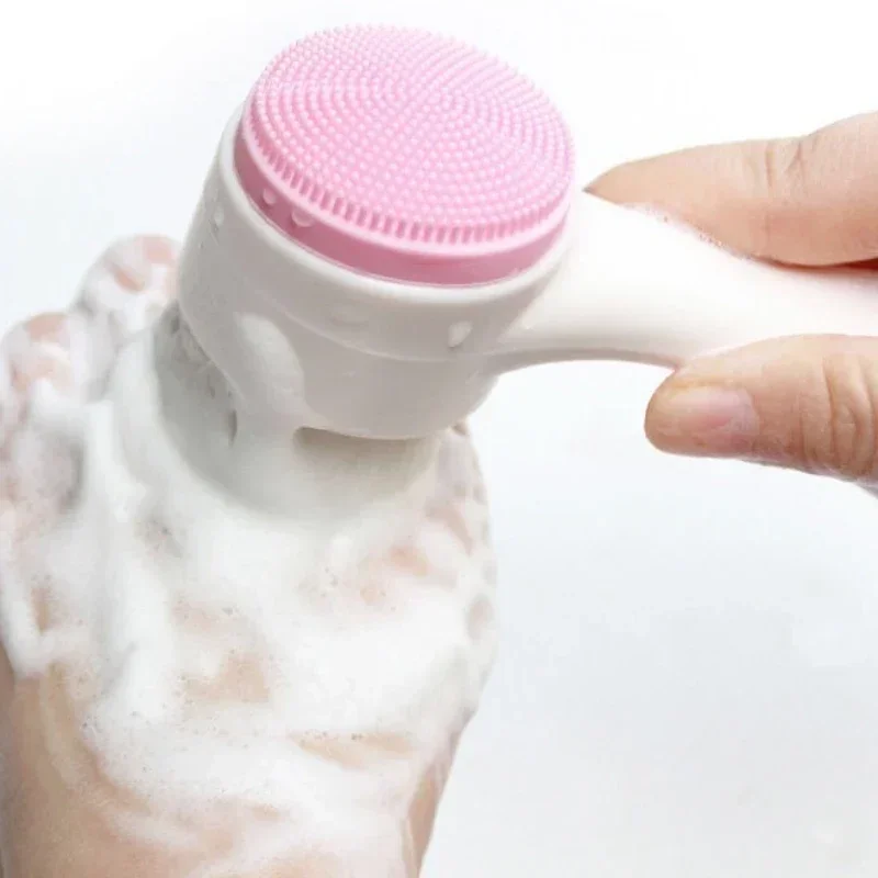 3D Silicone Facial Wash Manual Cleansing Brush Facial Cleanser Soft Bristle Cleaning Brush Double-sided Massage