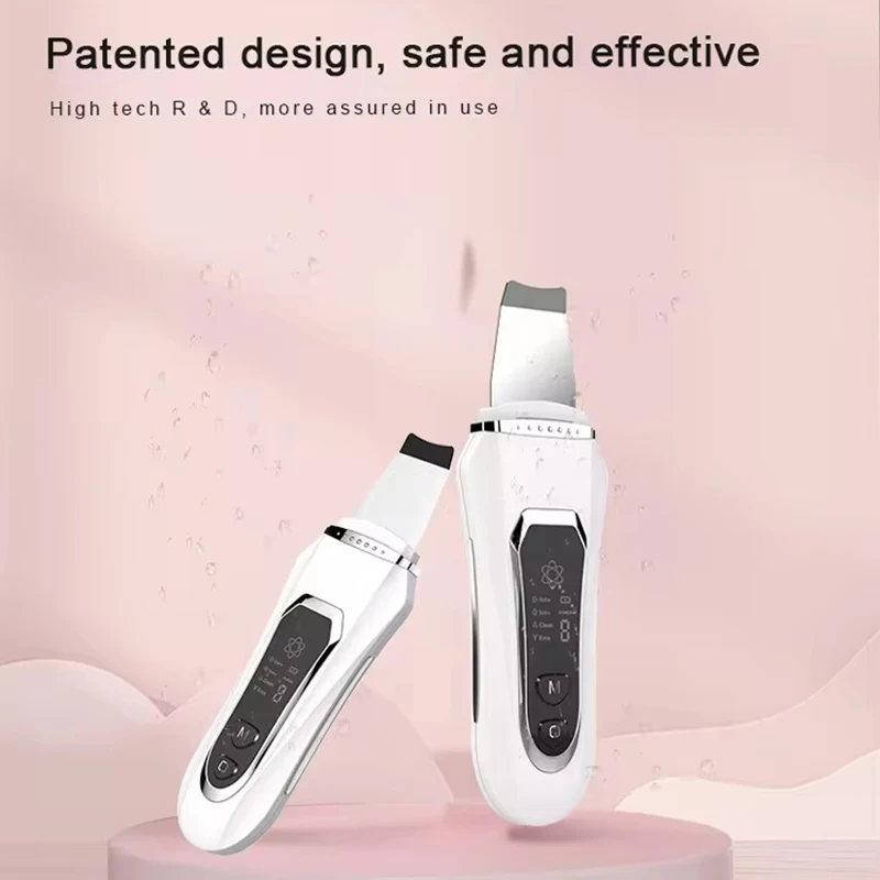 Ultrasonic Skin Scrubber Cleaner Peeling Blackhead Remover Deep Face Cleaning Ion Acne Pore Facial Shovel Cleanser Led Screen