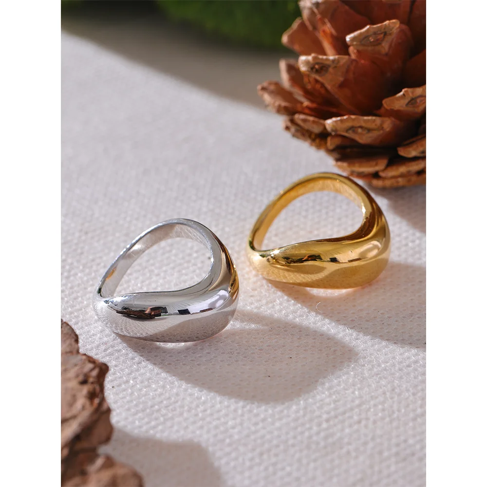 2025 Fashion Style Minimally smooth metal geometry YHPUP stainless steel ring, waterproof, polyvinyl chloride coating, artificial_voghion.com