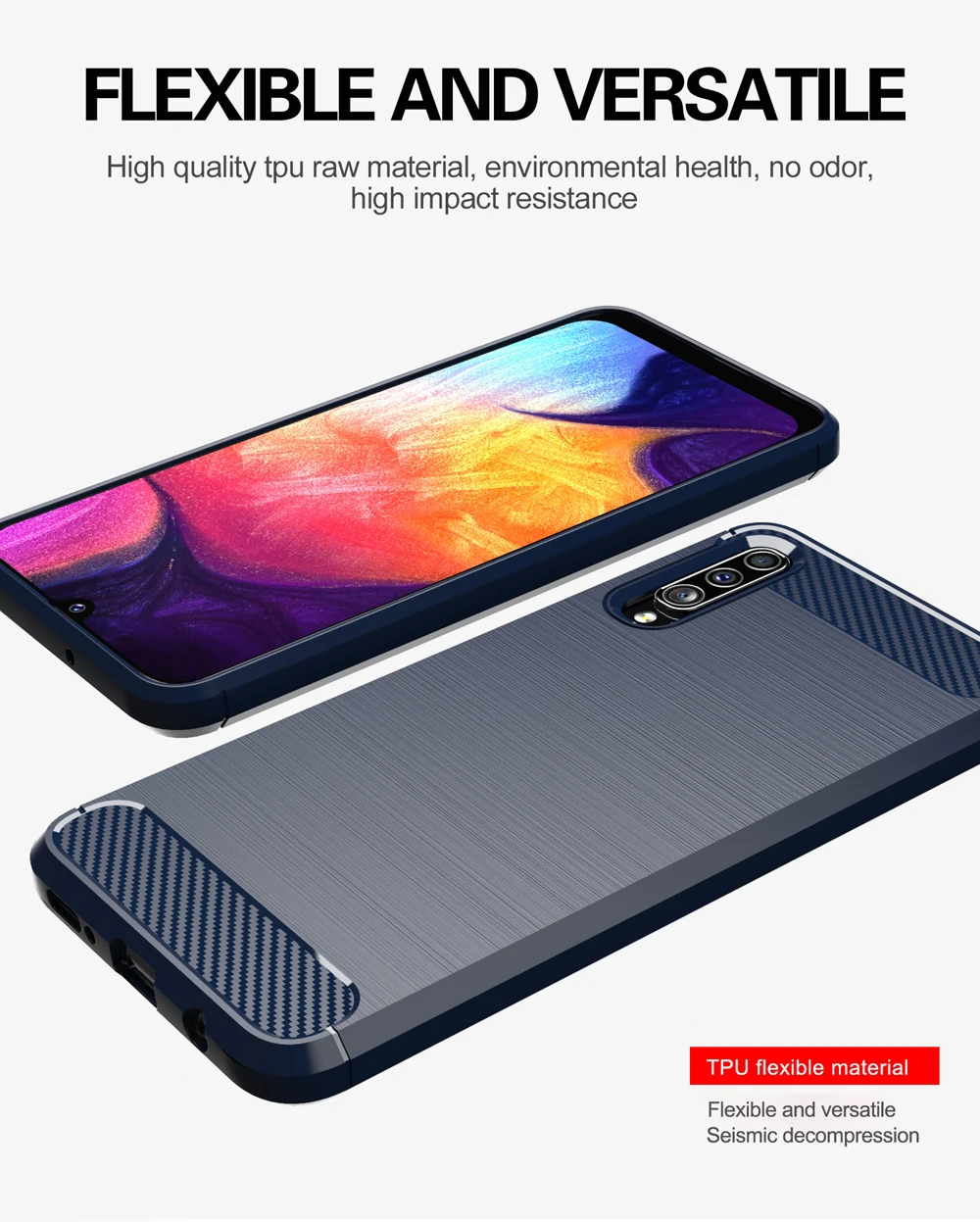 Carbon Fiber Case For Samsung Galaxy A20 A30 A40 A50 A70 A90 A51 A71 A32 5G A42 A52 A72 A53 Soft Silicone Shockproof Phone Cover- S0a80ea74d289422cbb4a19a5facd3ca7u