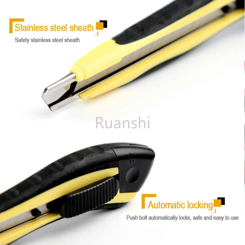 Utility knife box cutter cutting knife paper cutting knife box opener 9mm Small Utility Knife Automatic Locking Small Size Two-Color Paper Cutter For unpacking film wallpaper 0412C