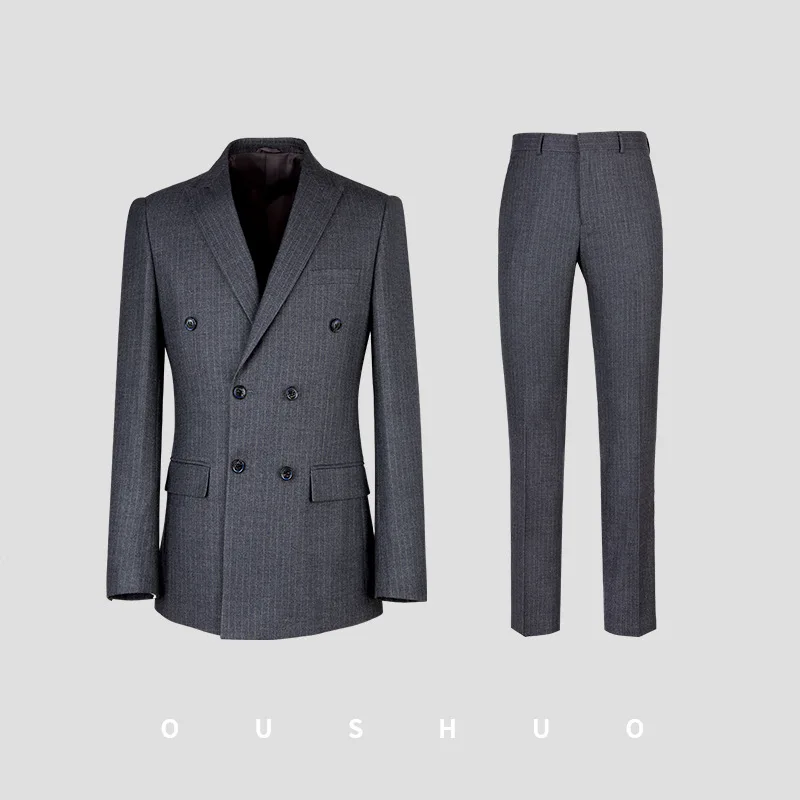 

2676-R-Suit Grey dress professional dress casual wool suit