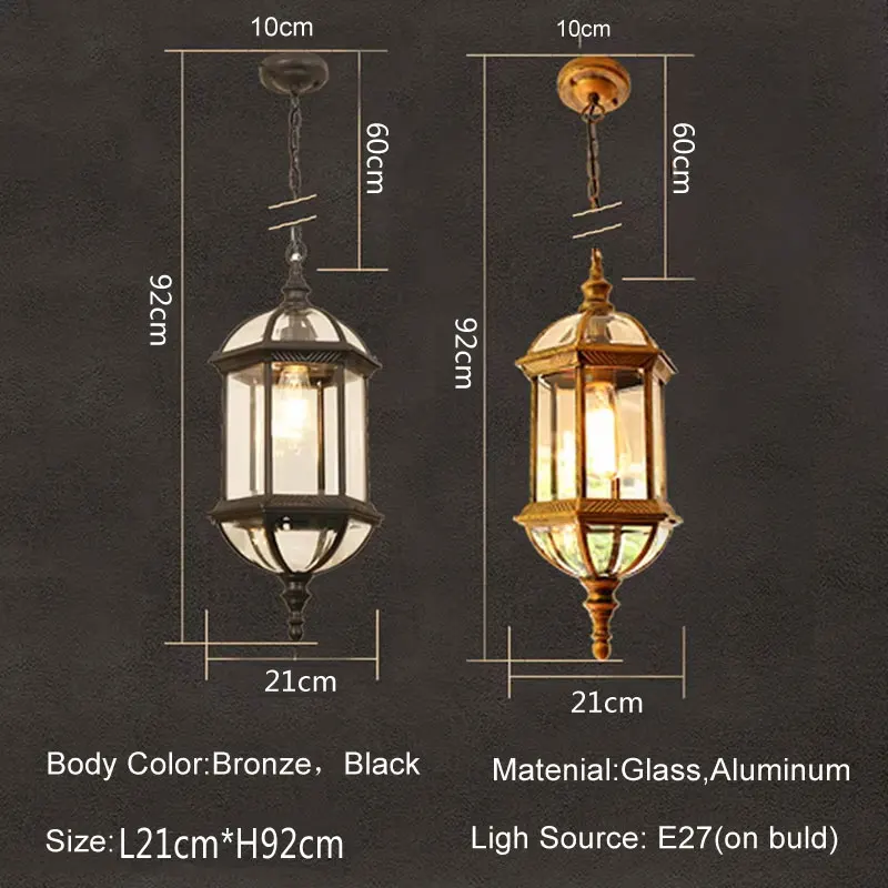 Europe Outdoor Pendant Lights Retro Corridor Restaurant Hanging Lamp Lighting Hotel Community Balcony Parlor Decorat Luminaria 6
