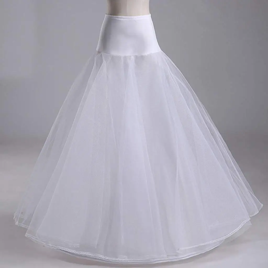 

Womens White 1 Hoop A Line Two Layers Petticoat Bridal Wedding Dress Elastic Waist Vintage Lace Trim Underskirt Crinolines