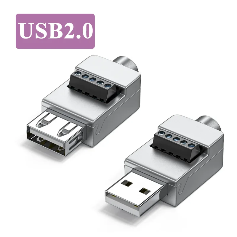 Solderless USB Male Female Plug USB 2.0 Mobile Phone Keyboard Mouse Fast Charging Wire Connector DIY Wiring Terminal