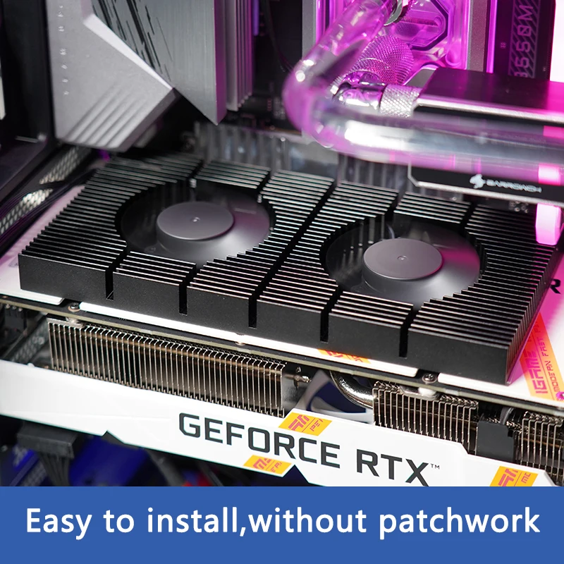 Gpu Backplate Radiador para Rtx3090 3080 3070 Placa de Vídeo Dissipador Calor Vga Vram Memória Cooler Pwm Ventilador Kit Refrigeração Alumínio 90*180*15 mm - Imagem 2