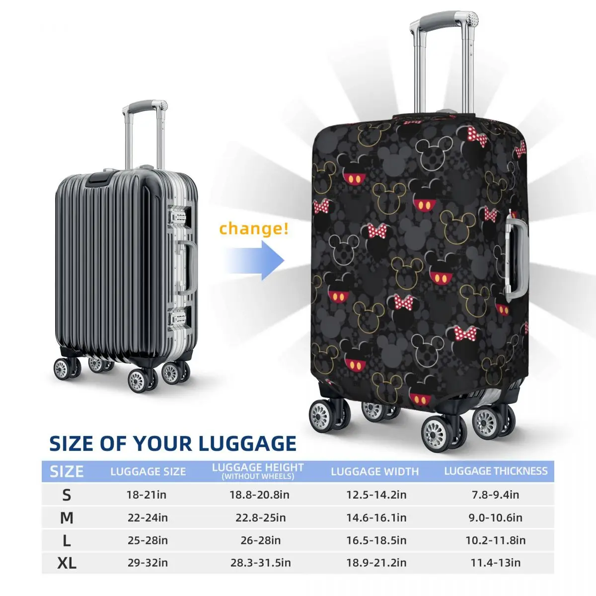 Mickey Mouse Graffiti Suitcase Cover Travel Protection Holiday Strectch Luggage Accesories 5