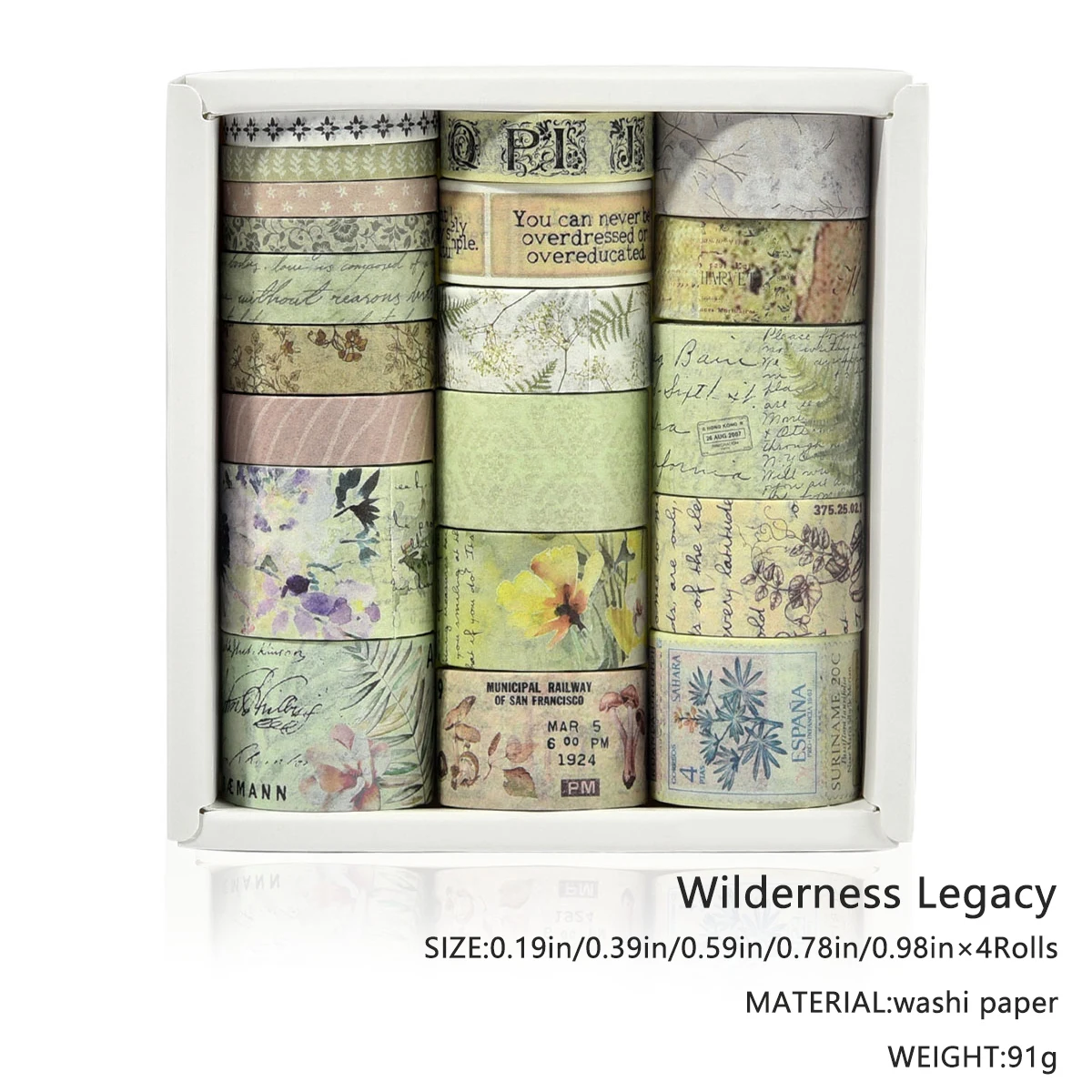 Vintage Washi Tape Set - 20-Piece Decorative Scrapbooking and Journaling Supplies