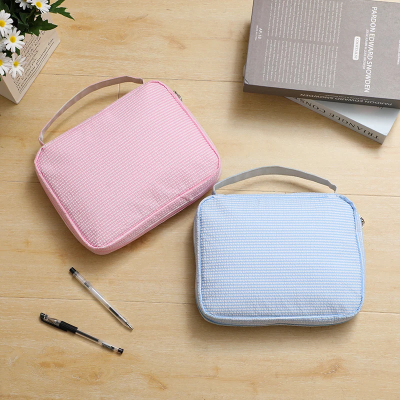 Bible Cover Seersucker Case Bag With Handle Zipper For Women Girls Christian Art Gifts Teens Book Protective Carrying Carrier