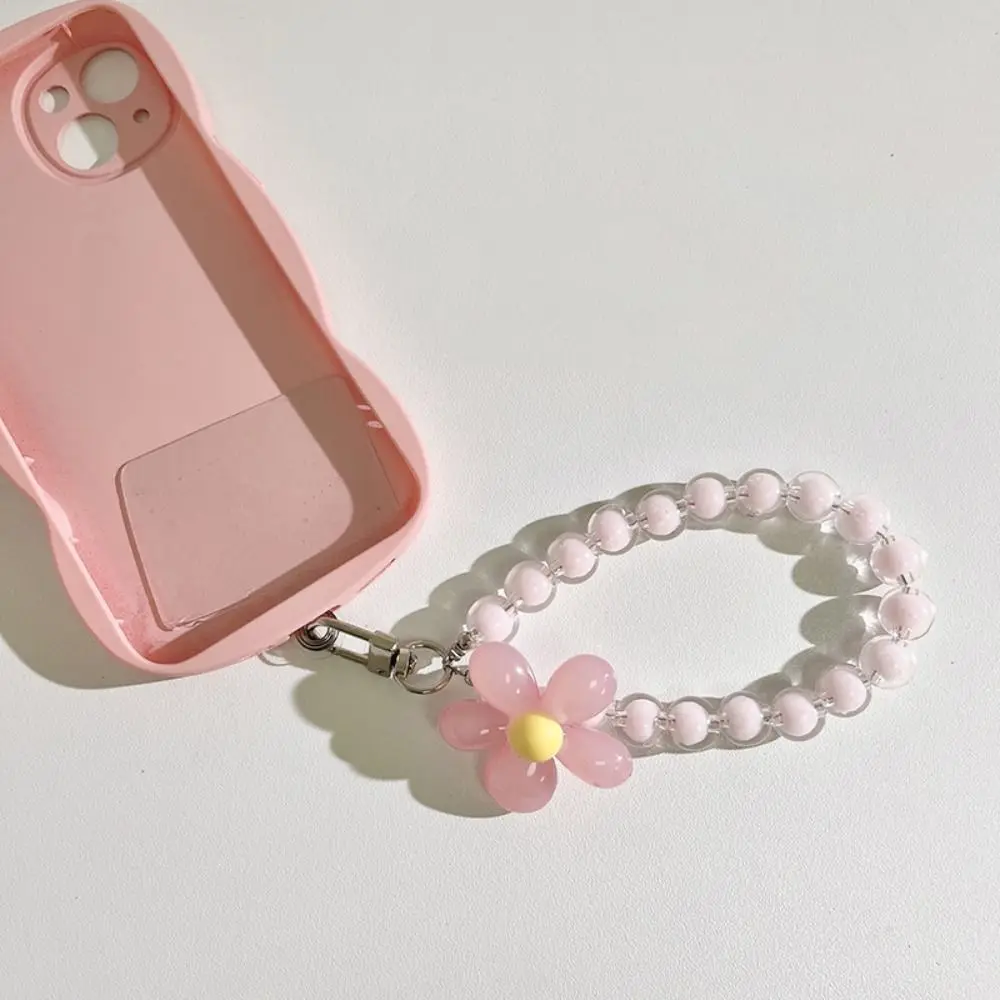 Braccialetto Con Perline E Fiore Rosa - Cordino Portachiavi E Laccetto Per Cellulare Antismarrimento, Accessorio Fashion Per Ragazze E Donne - 3
