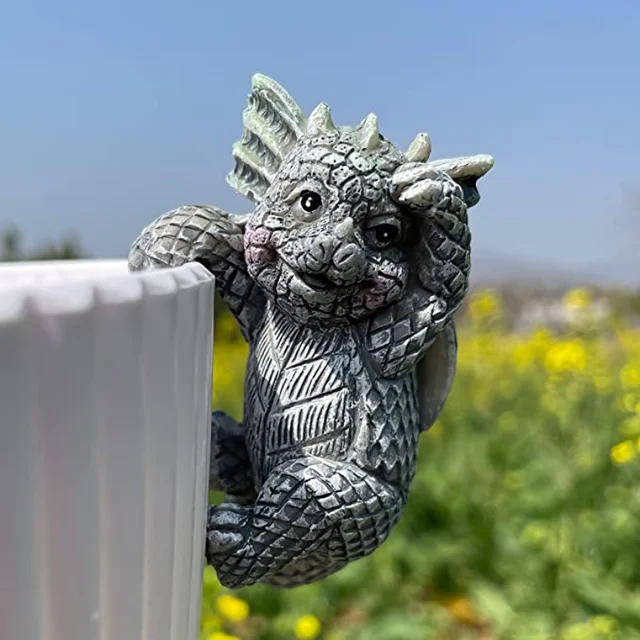 4 Csomag Ültetvényes Edény Tartó Miniatűr Dekoratív Sárkány Ültetvény És Váza Hugger Kreatív 3D Kézműves Szobor Hegymászó Dekoráció - Image 3