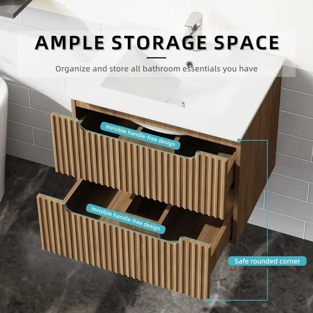Wall-Mount Bathroom Vanity with Basin Sink Floating Bathroom Cabinet for bathroom vanity