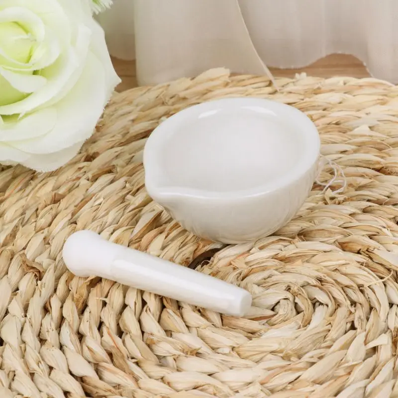 51BD Porcelain Mortar and Pestle Guacamole Spice Salads Nonporous Dishwasher Safe for Home Kitchen Cooking Helper Gadget