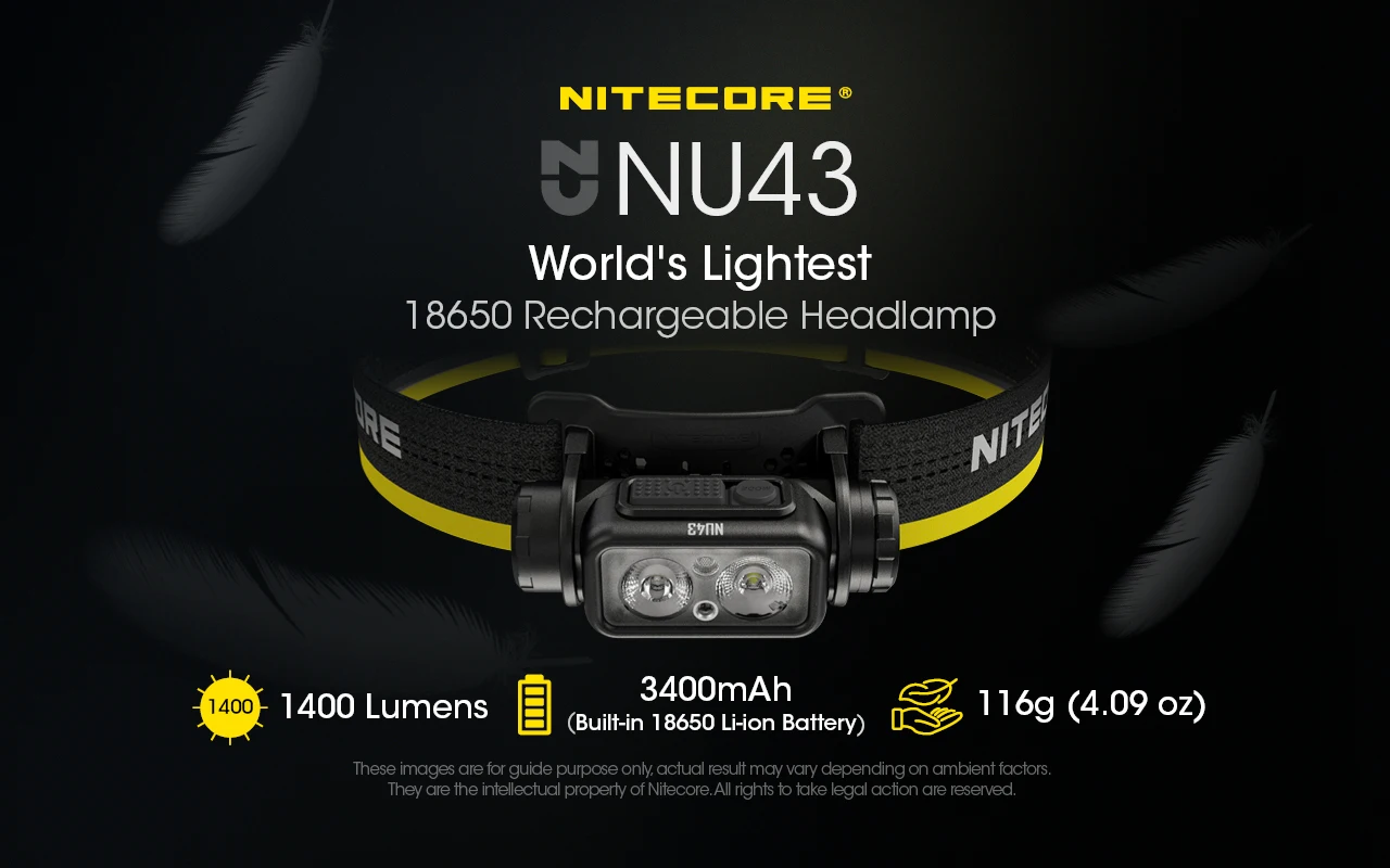 Description Picture 2 of itemNITECORE NU43 Lightweight Rechargeable Headlamp White Red Light Lantern Flashlight Camping Headlight Built-in 3400mAh Battery