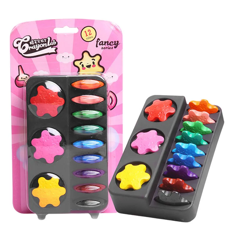 

12 Colors/Box Cute 3D Crayons Kids Art Set safe and non-toxic Soft Pastel art supplies Children Painting Stick Gift Stationary