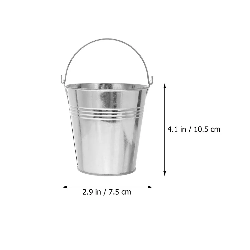 Small Iron Bucket Ice Cube Storage Holder Cubes Fried Chicken Metal Restaurant Snack Container Food Bar Handle